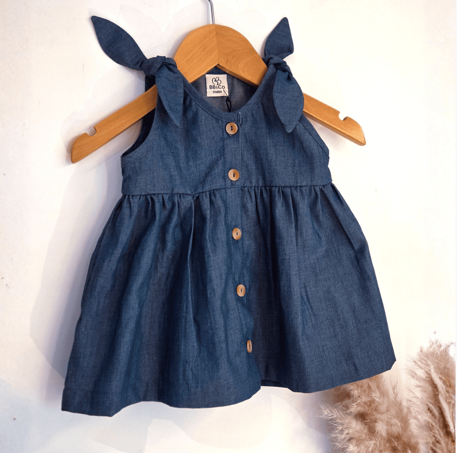 Robe boutonnée sans manches Chambray bleu