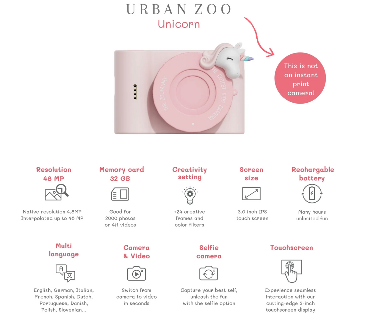 Appareil photo Urban Zoo - Licorne