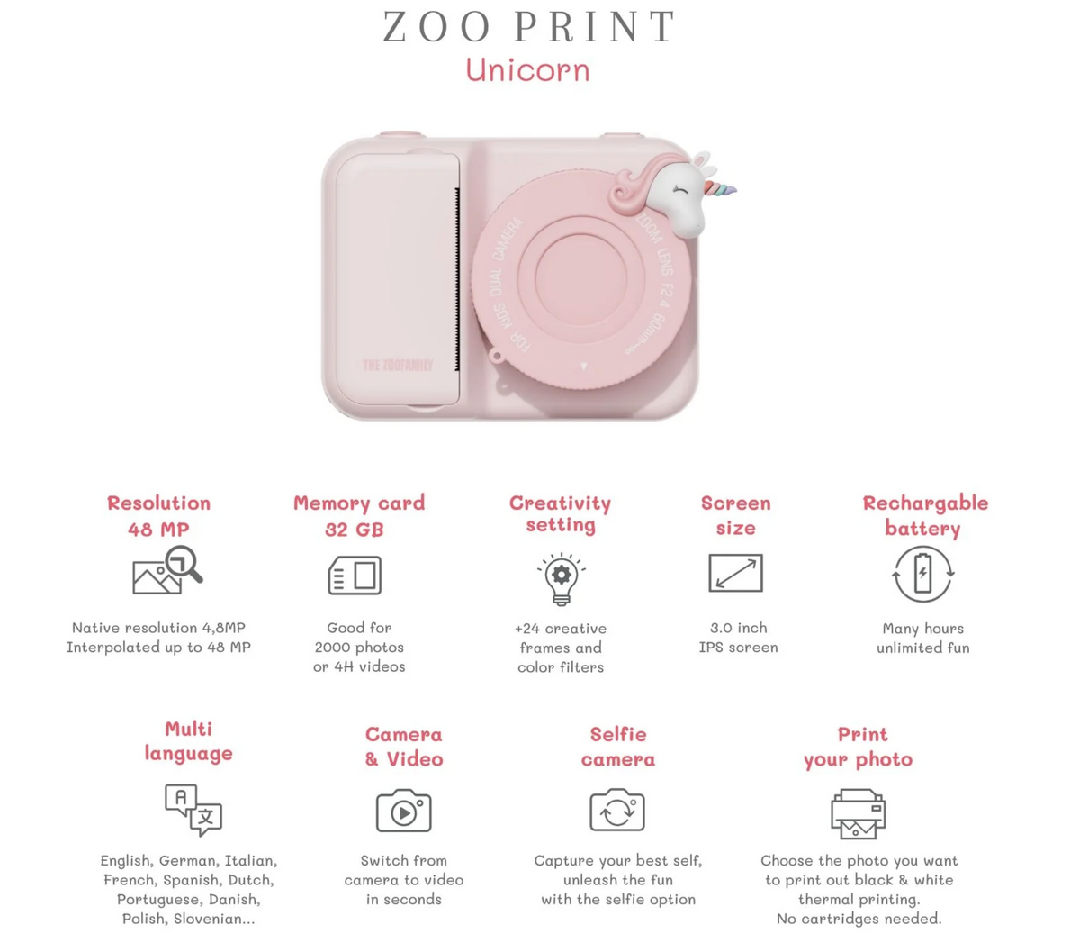 Appareil photo Zoo Print - Licorne