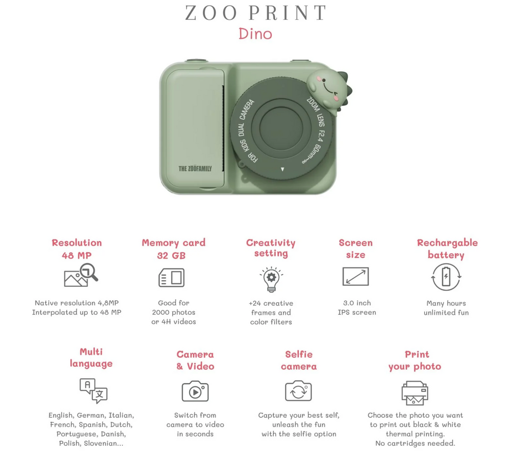 Appareil photo Zoo Print - Dino Vert