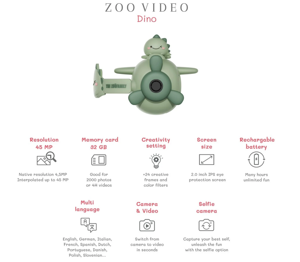 Caméra Zoo Video - Dino vert