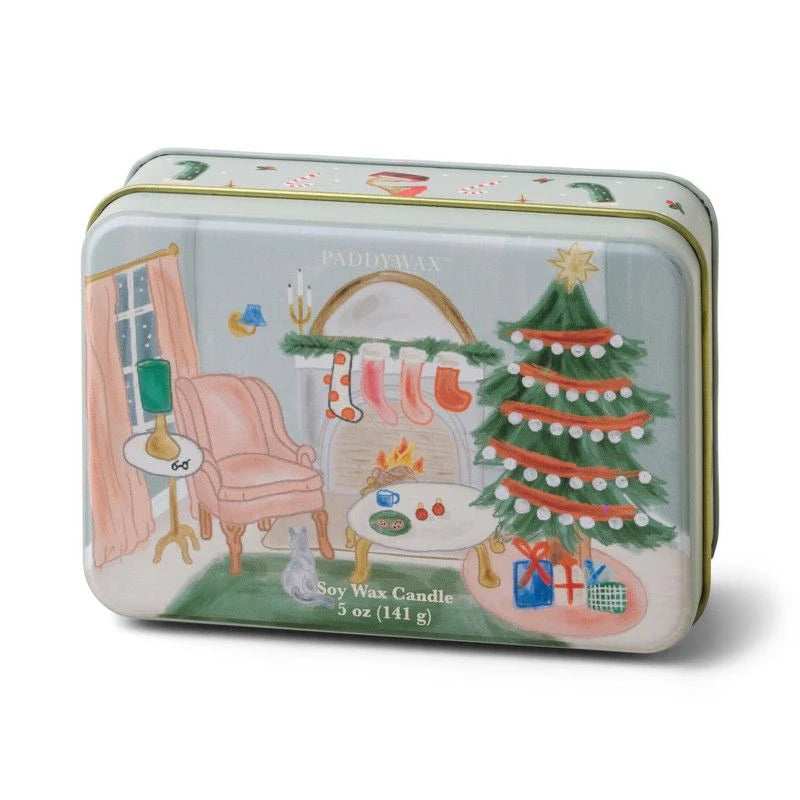 Bougie parfumée de Noël - Christmas Tin 5oz/141g Livingroom ‐ Persimmon  & Chestnut
