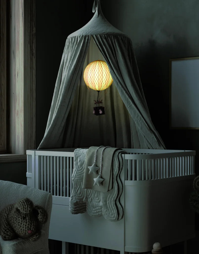 MOYENNE MONTGOLFIÈRE ÉCLAIRÉE LED - BLEU CLAIR