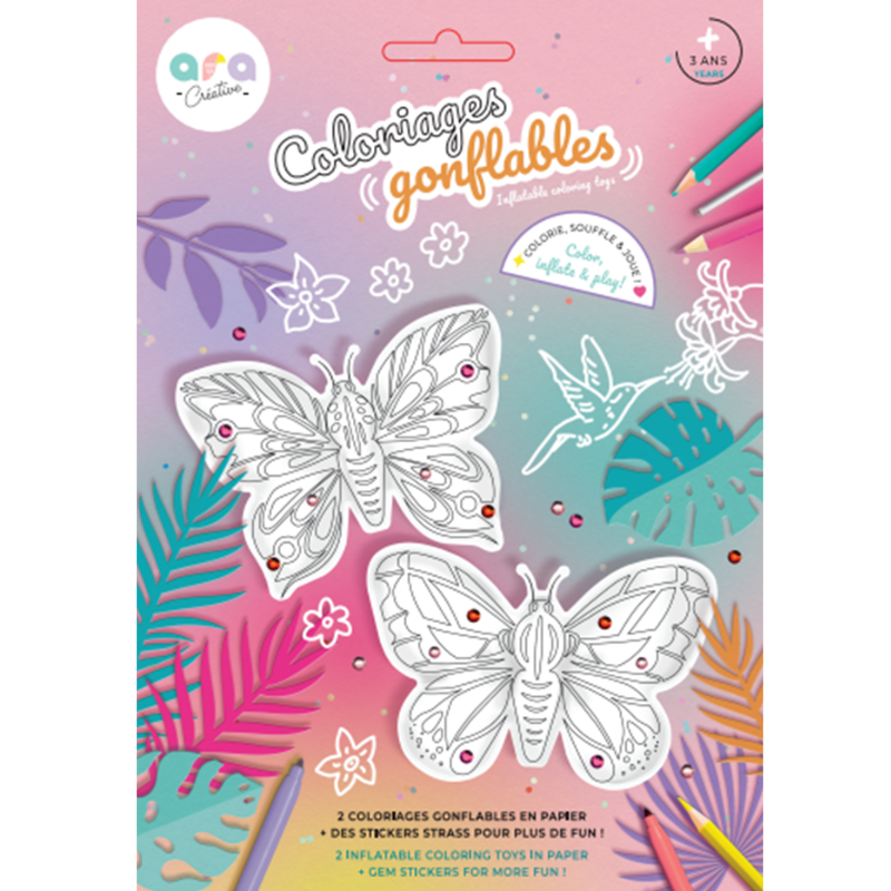 Coloriages gonflables Papillon + strass
