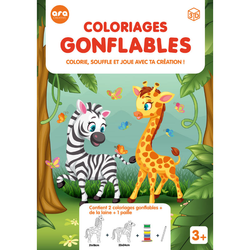 Coloriage gonflable - Zèbre-Girafe