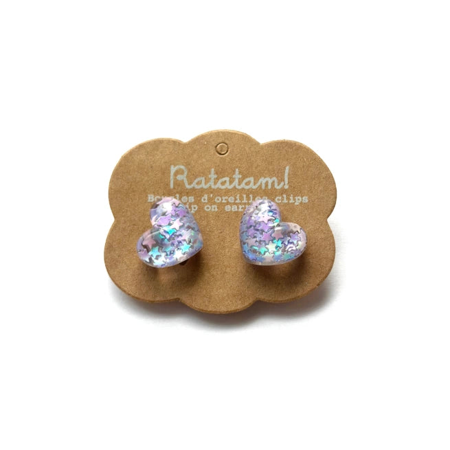 Paire de boucles d’oreille clip COEURS – Violet