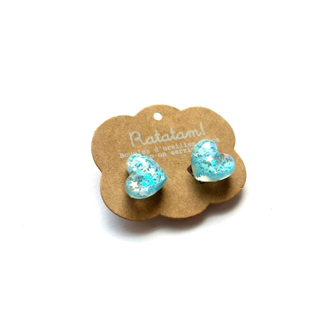 Paire de boucles d’oreille clip COEURS – Bleu