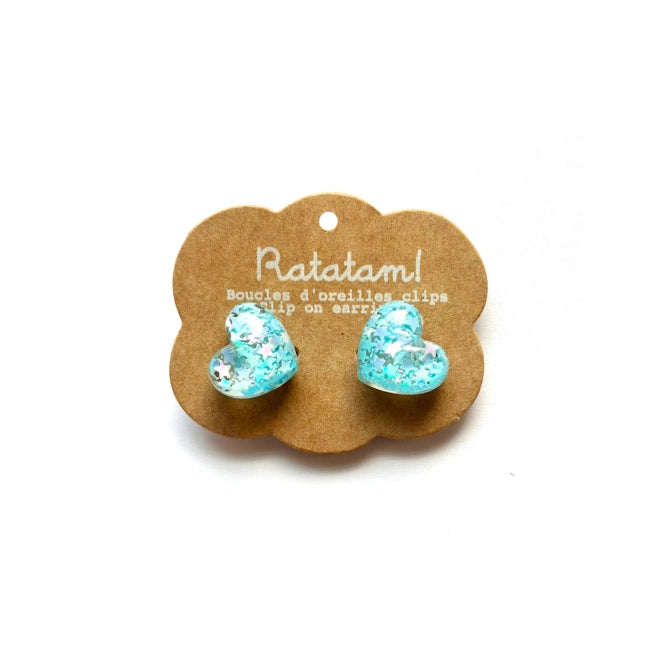 Paire de boucles d’oreille clip COEURS – Bleu