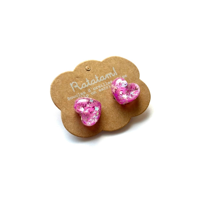 Paire de boucles d’oreille clip COEURS – Fuchsia