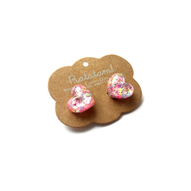 Paire de boucles d’oreille clip COEURS – Rose