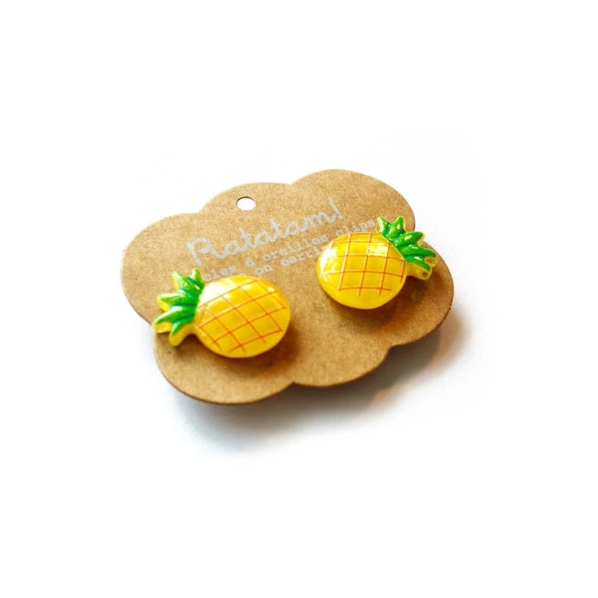 Paire de boucle d’oreille clip Ananas – Jaune