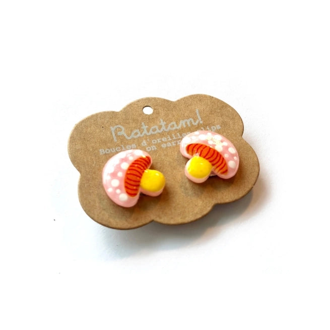 Paire de boucle d’oreille clip Champignon – Multicolore