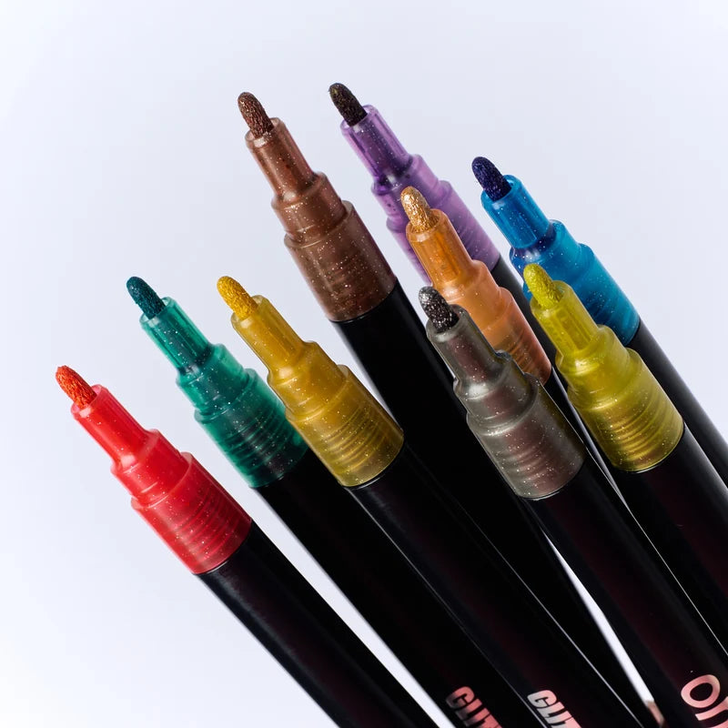 Feutres Glitter (9 couleurs Paillettes)