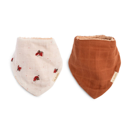 Lot de 2 bavoirs bandanas - Lucky + Amber Brown