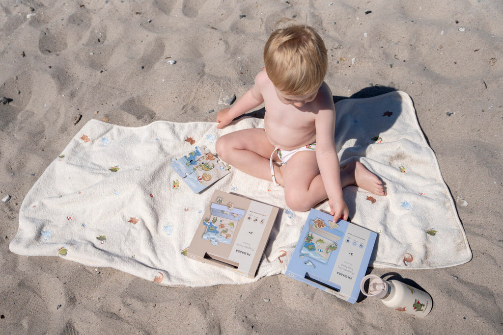 Serviette à capuche brodée GOTS - Dino Beach