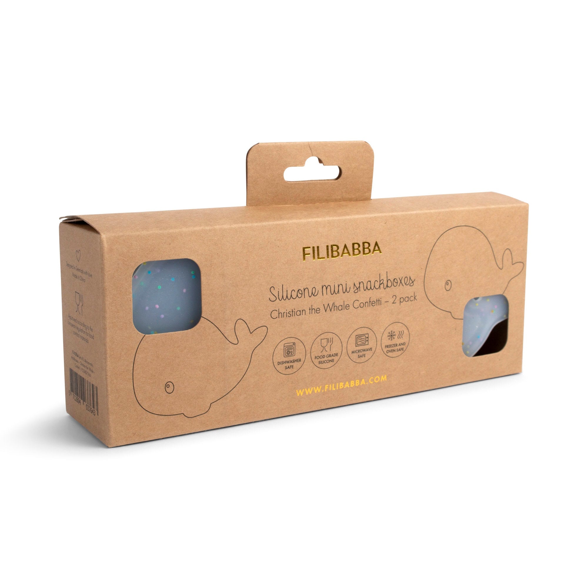Lot de 2 mini boîtes à goûter en silicone – Christian la Baleine – Confetti