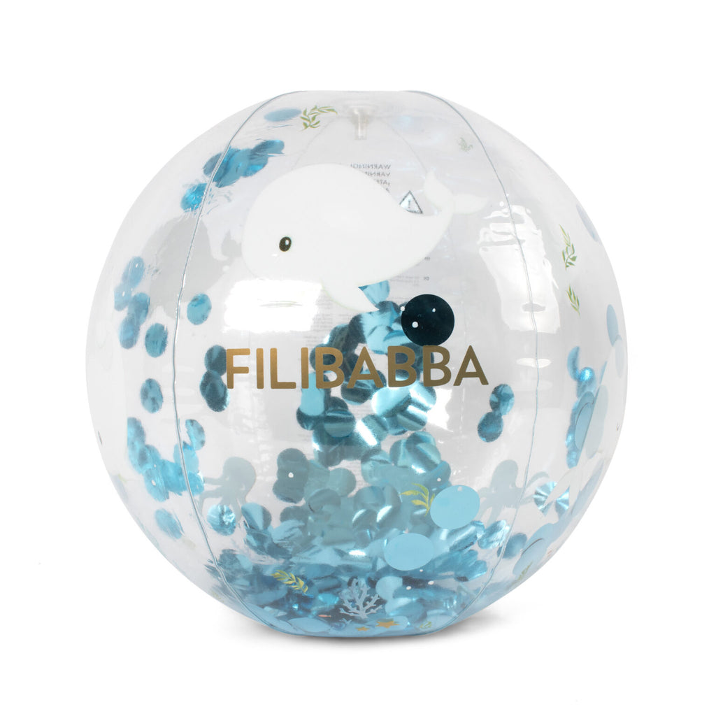 Ballon de plage avec confetti - Les contes de Christian la Baleine
