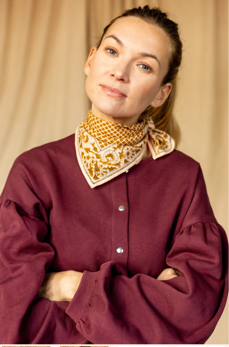 Small Foulard Manika "Mosaïc" - Tobacco