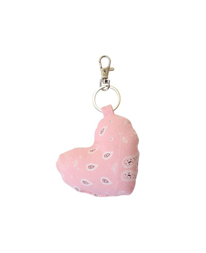 Porte clé coeur bandana rose