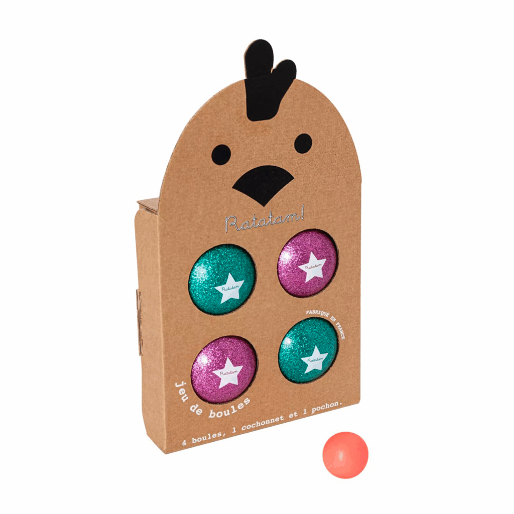 Jeu de boules pailleté – Rose et vert