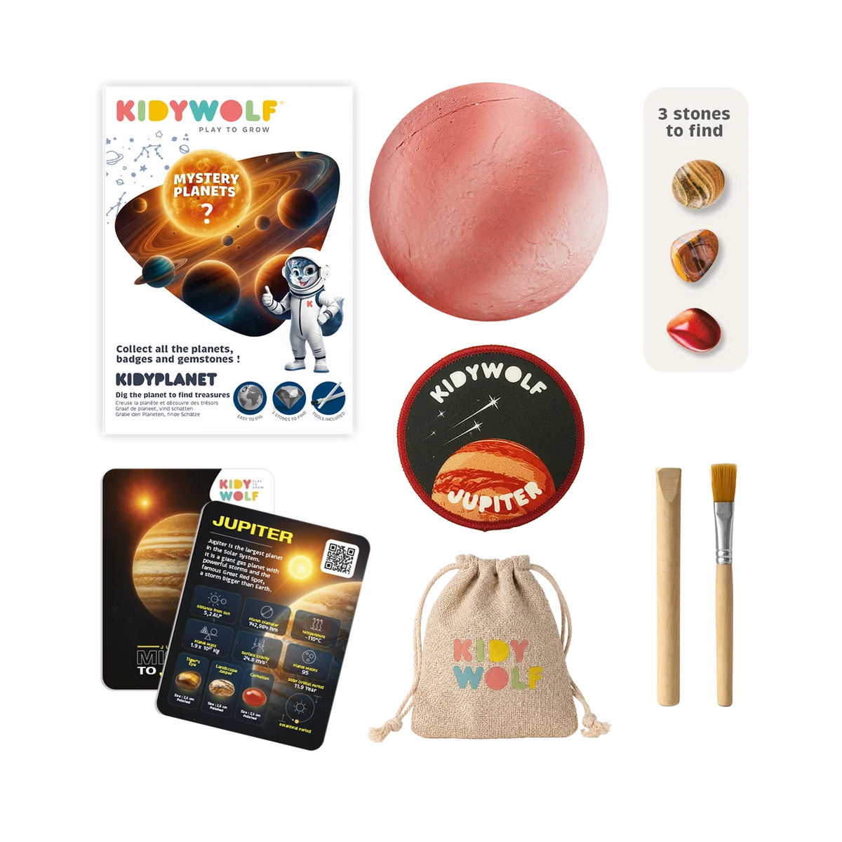 KIDYPLANÈTE Coffret mystère « planète à explorer » avec pierres semi-précieuses