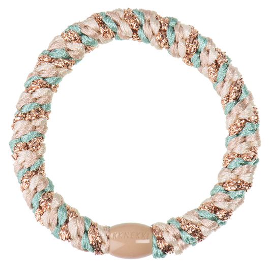 Élastiques à cheveux - MIX BEIGE ET TURQUOISE PAILLETTES