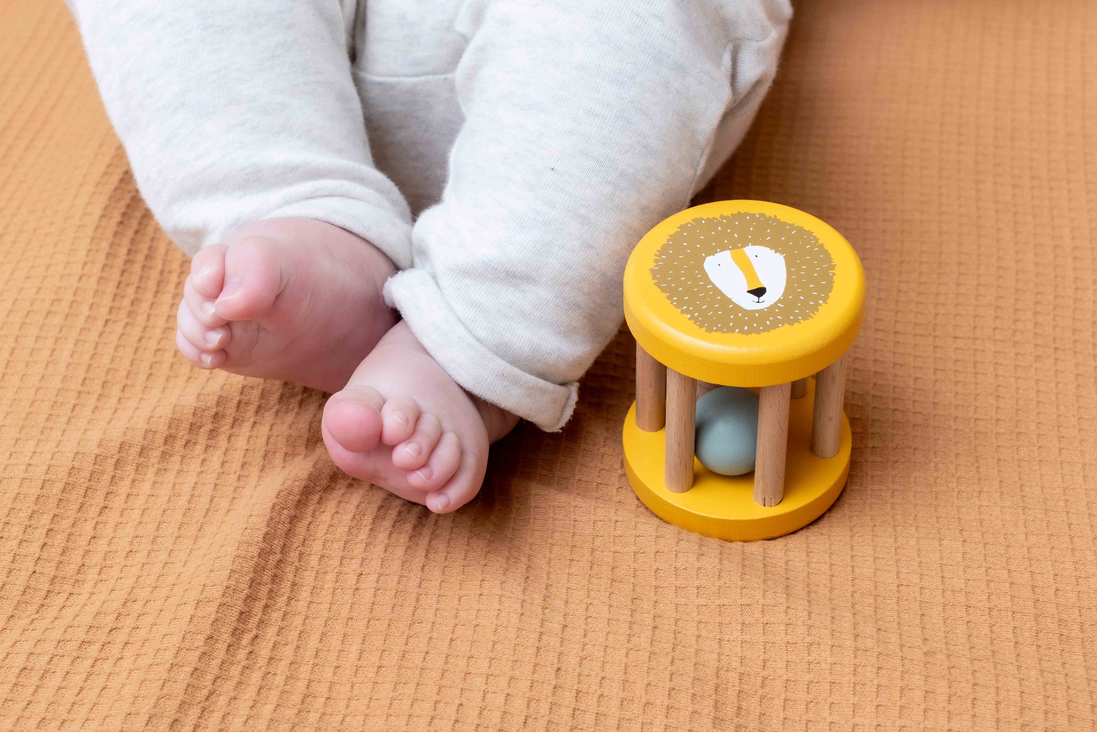 Hochet roulant en bois - Mr. Lion