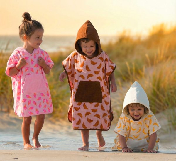 Poncho de bain (3/5A) bambou toffee/croissants - BB&Co