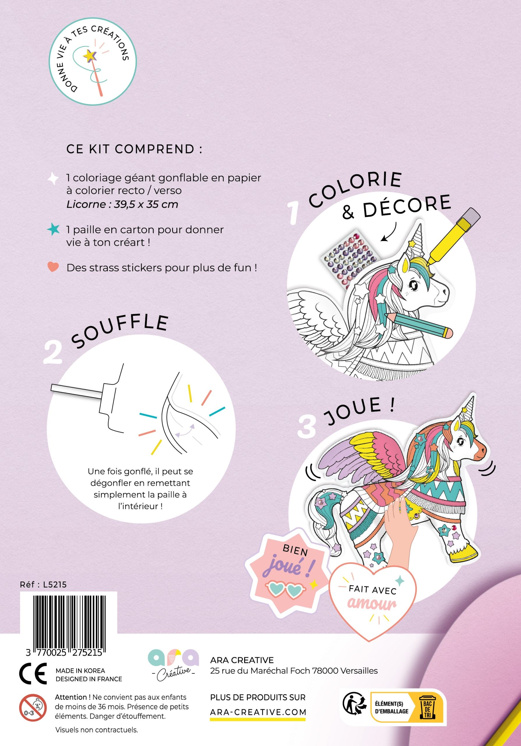 Coloriages gonflables Licorne