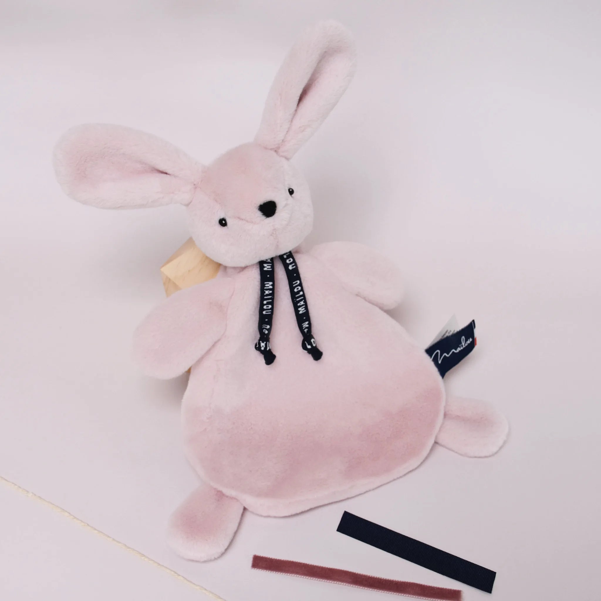 Doudou plat Lapin Dorlotin – Rose poudrée