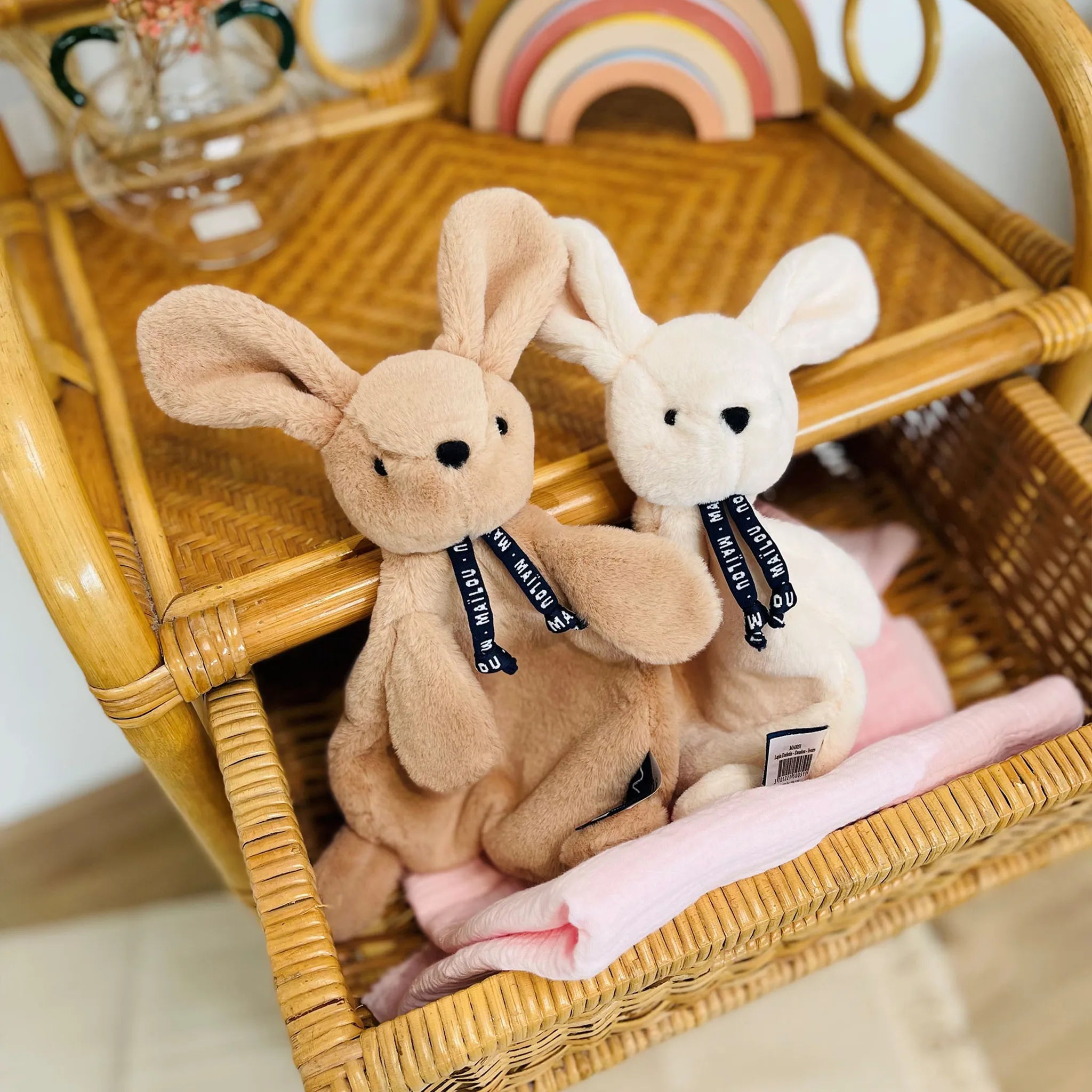 Doudou plat Lapin Dorlotin – Beige