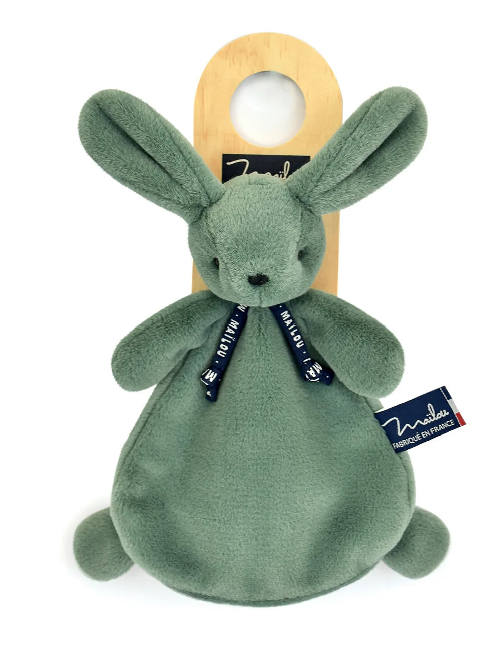 Doudou plat Lapin Dorlotin – Vert sauge
