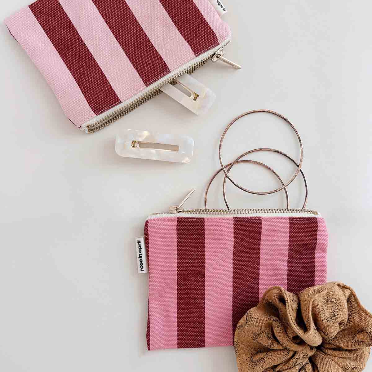 Porte-monnaie Marie  Rayures Brick / Pink