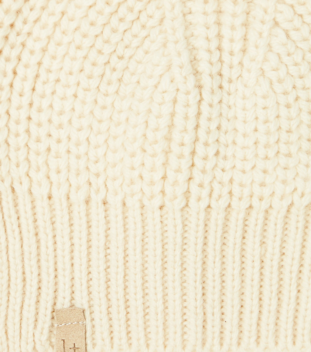 Bonnet MEREL écru en maille côtelée
