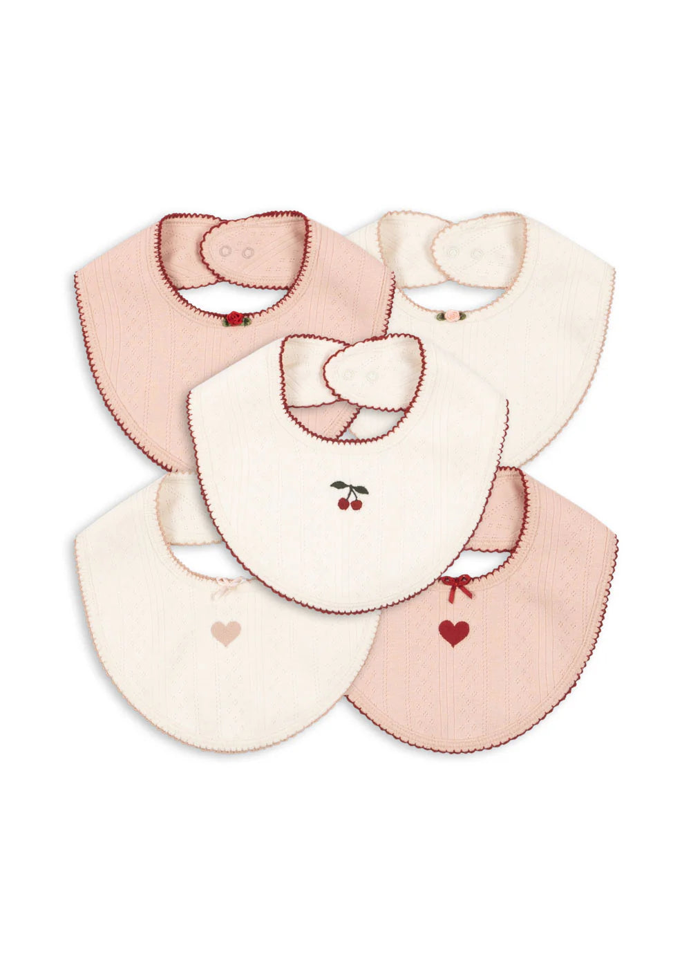Lot de 5 bavoirs minna - rose/white mix