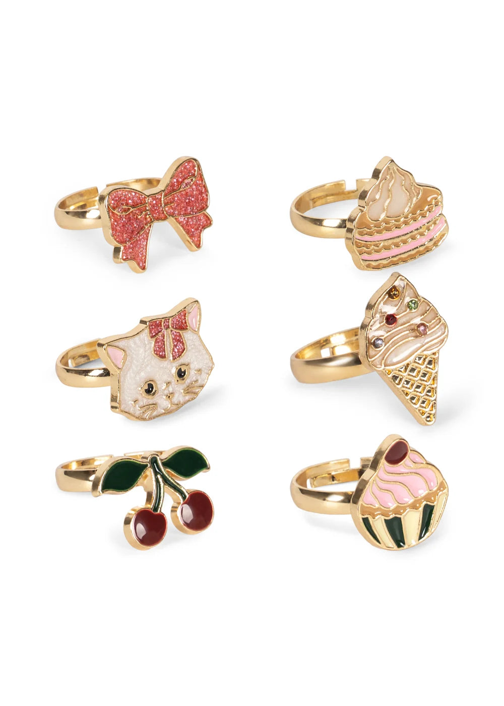 Set de bagues Kitty Sweets 6 pcs - OR