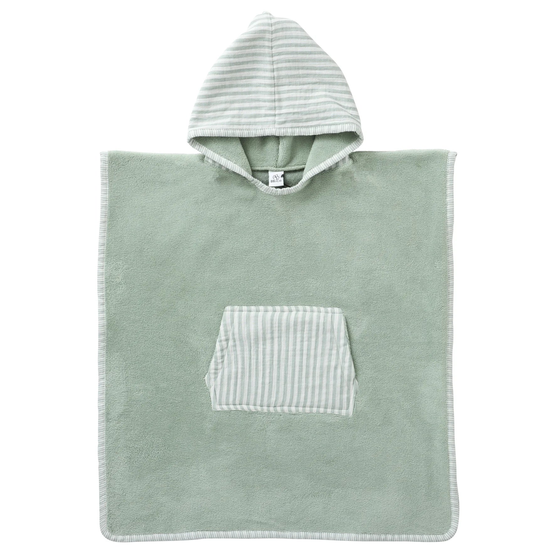 Poncho de bain (3/5A) bambou - vert de gris