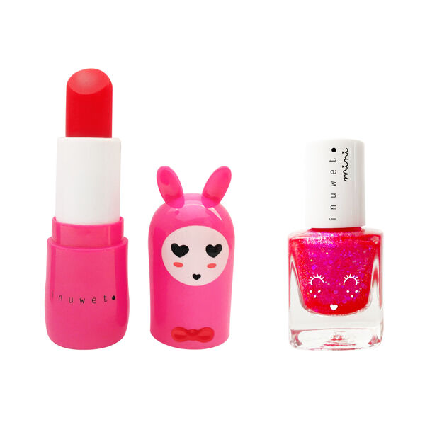 Coffret duo baume à lèvres & vernis à l'eau - fuchsia - INUWET