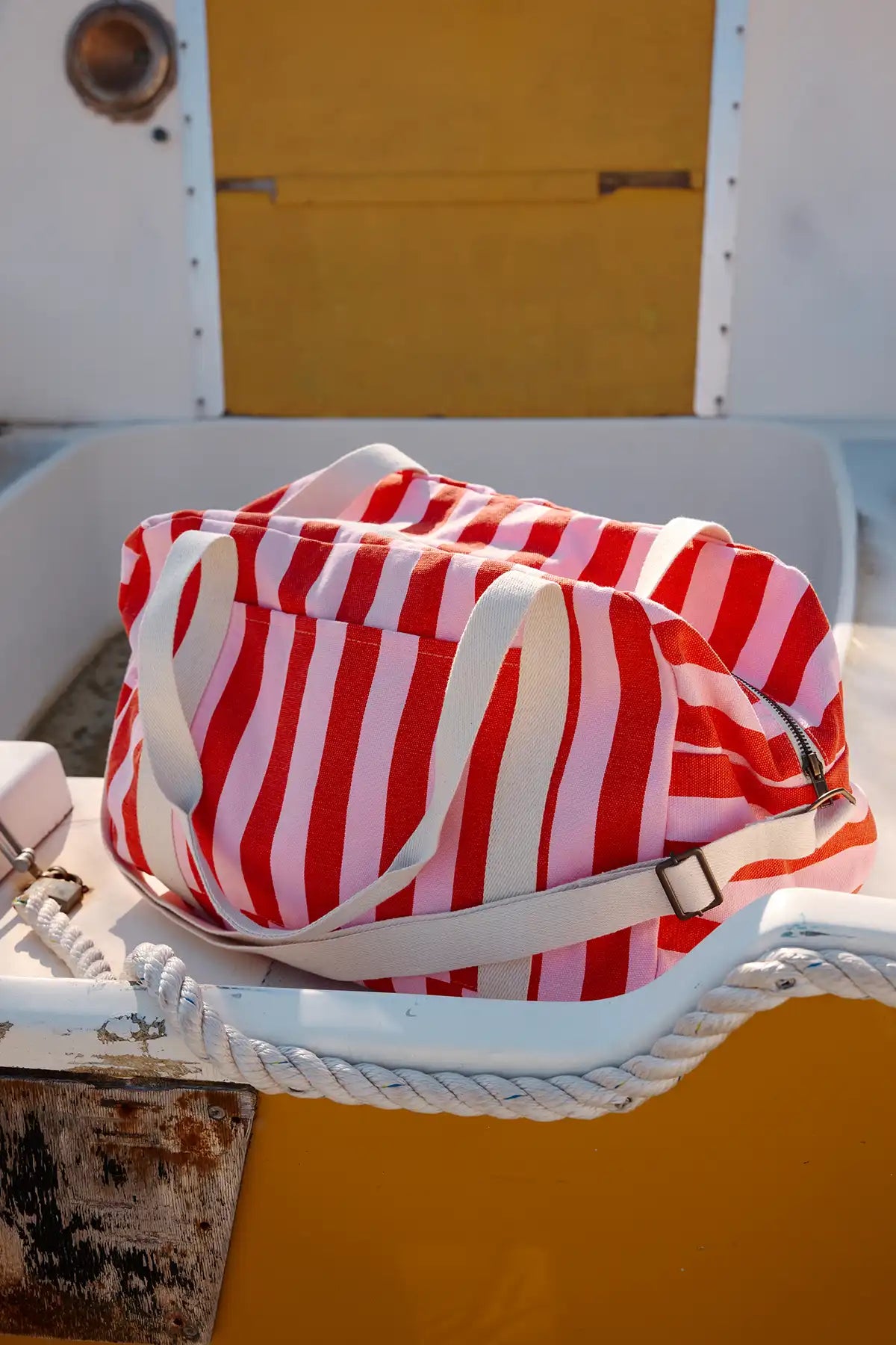 Sac à langer Raphael  Rayures Candy pink / Rouge