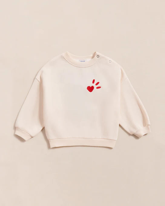 Le sweat Sam L'amour est déclaré en coton bio - crème / rouge