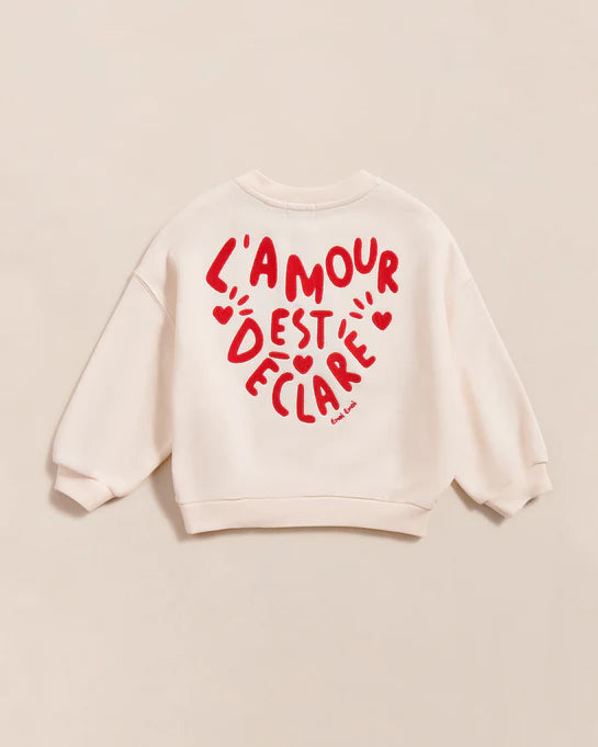 Le sweat Sam L'amour est déclaré en coton bio - crème / rouge