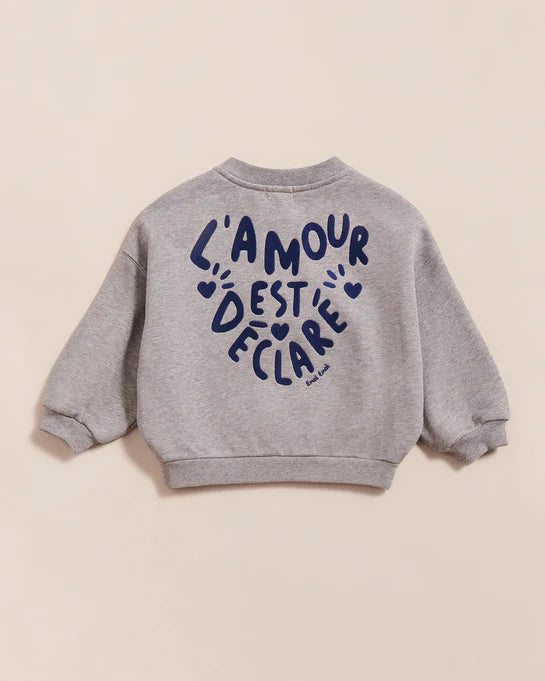 Le sweat - L'amour est déclaré - gris chiné