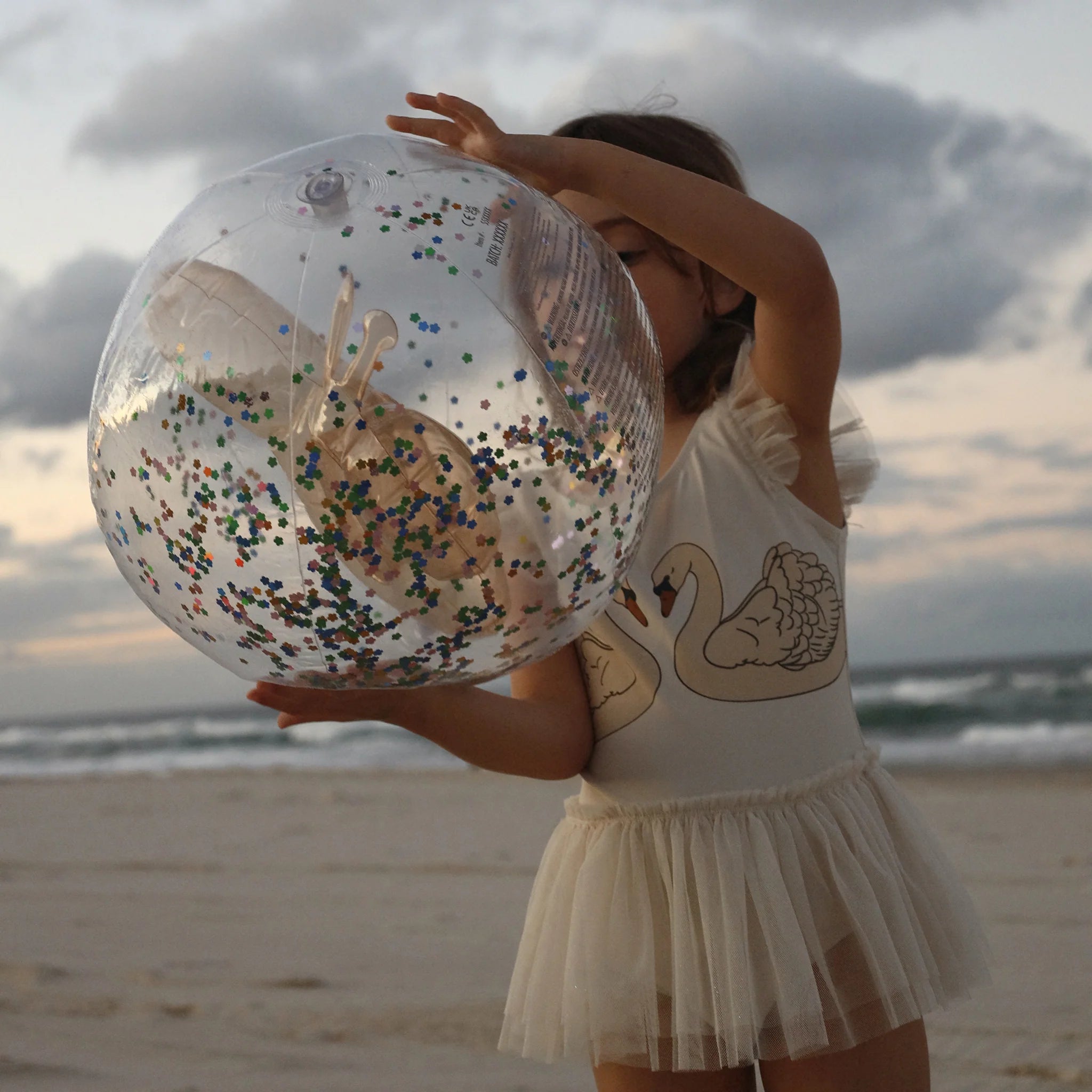 Ballon de plage gonflable 3D barbe à papa et paillettes