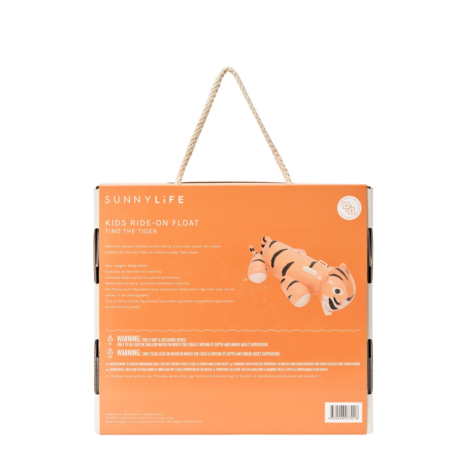 Bouée pour enfants à chevaucher - Tino le Tigre en argile - SUNNY LIFE