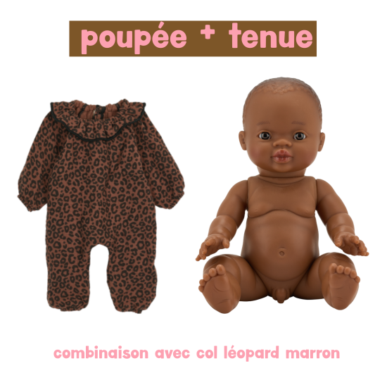 Poupée Sacha avec tenue léopard marron