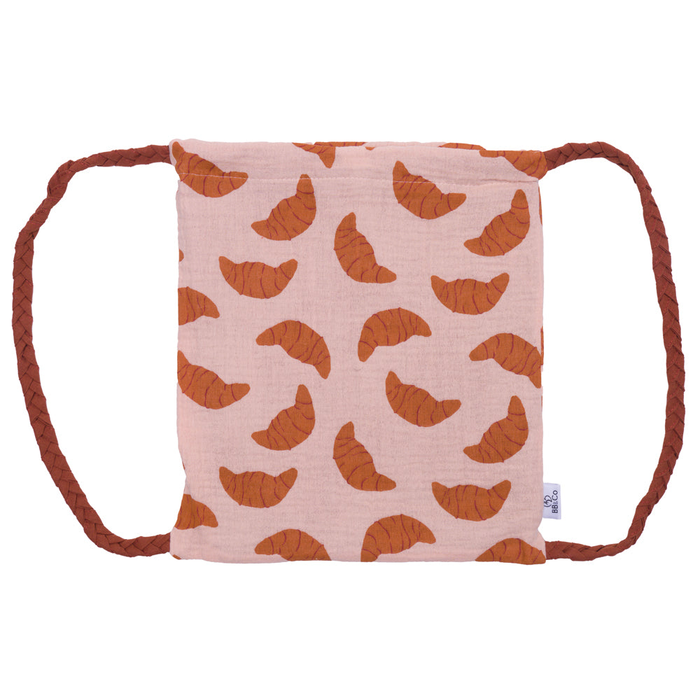 Sac à dos en double gaze bretelles tressées croissants - BB&Co