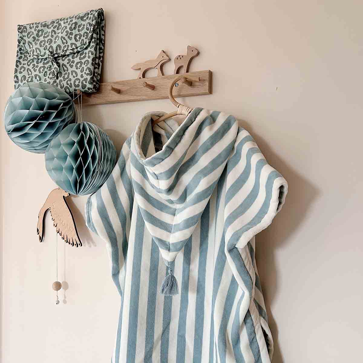 Poncho de bain Suzon - Rayures Blue cloud 4-6 ans