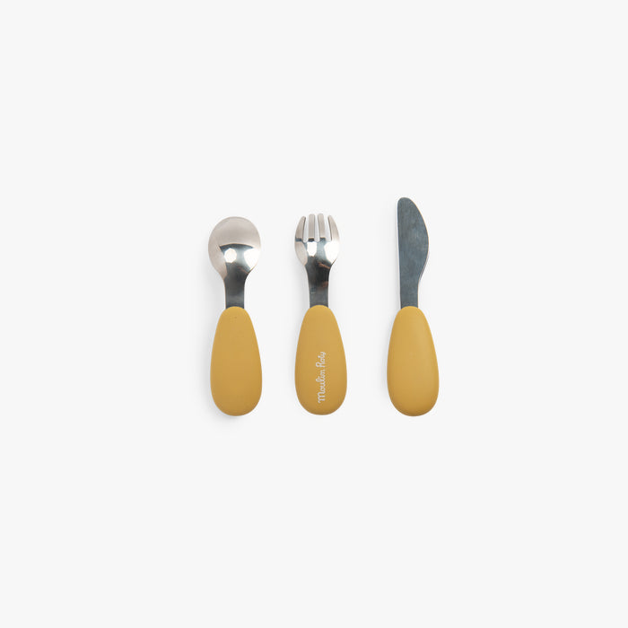 Set couverts silicone Trois petits lapins