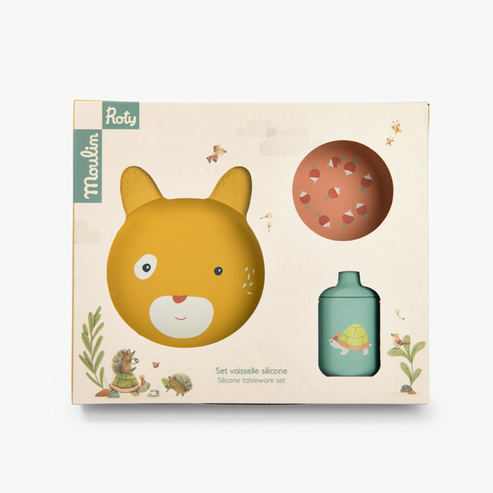 Set vaisselle silicone Trois petits lapins