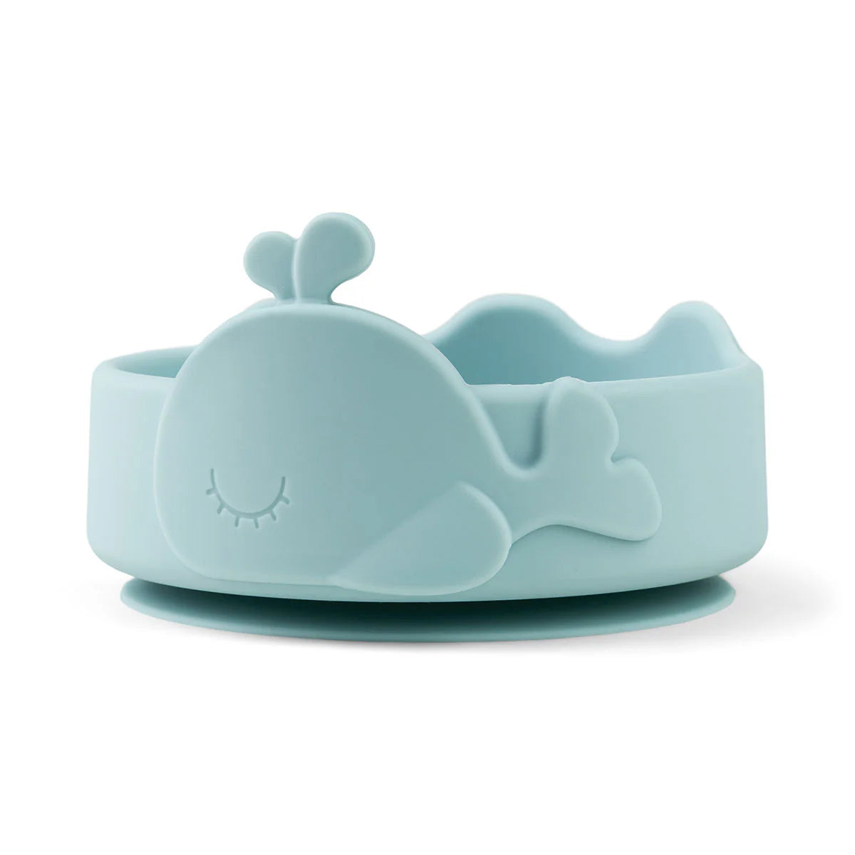 Bol et cuillère pour bébé en silicone Stick&Stay - Wally - Bleu